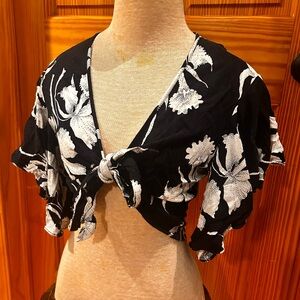 Trashy Diva Black and White Floral Crop Top